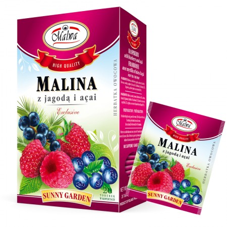 EXCLUSIVE Sunny Garden Malina z jagodą i açai - 20 torebek w kopertach papierowych po 2 g
