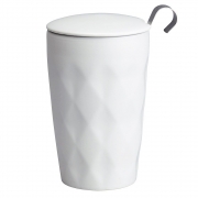 KUBEK PORCELANOWY 350 ML Z ZAPARZACZEM SZLACHETNY SZLIF BIAŁY
