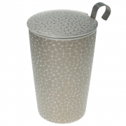 KUBEK PORCELANOWY 350 ML Z ZAPARZACZEM ZIARNA  BIAŁO-ZŁOTY